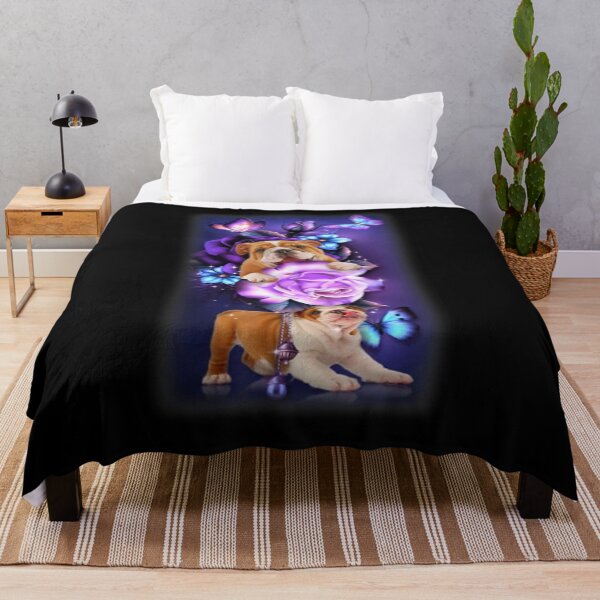 Item preview, Love Magical Bulldog Purple Roses Flower Butterfly Gift designed and sold by lucretia155.
