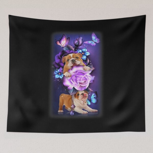 Item preview, Love Magical Bulldog Purple Roses Flower Butterfly Gift designed and sold by lucretia155.