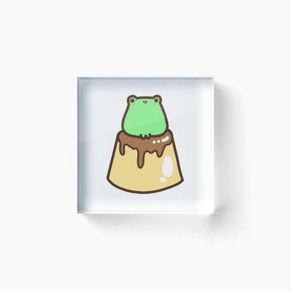 Item preview, kawaii cute green frog on japanese custard pudding designed and sold by GLwithUs.