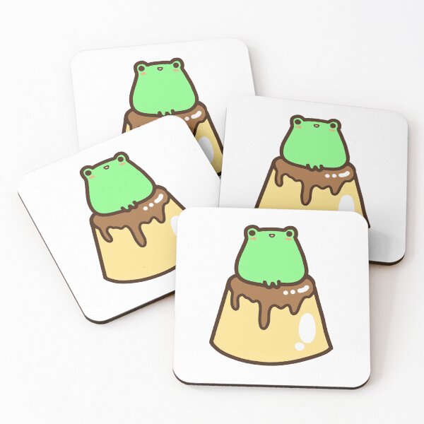 Item preview, kawaii cute green frog on japanese custard pudding designed and sold by GLwithUs.