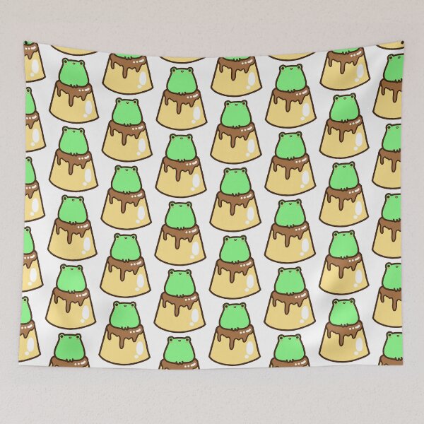 Item preview, kawaii cute green frog on japanese custard pudding designed and sold by GLwithUs.