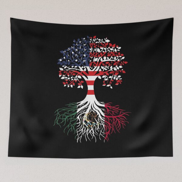Item preview, Mexican Roots American Grown Tree Flag designed and sold by aliceshe.