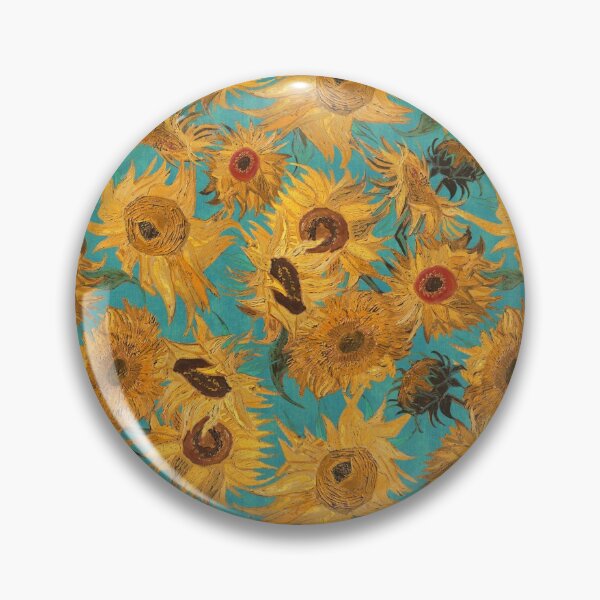 Item preview, Van Gogh Sunflowers teal yellow black brown designed and sold by Delinda Graphic Studio.