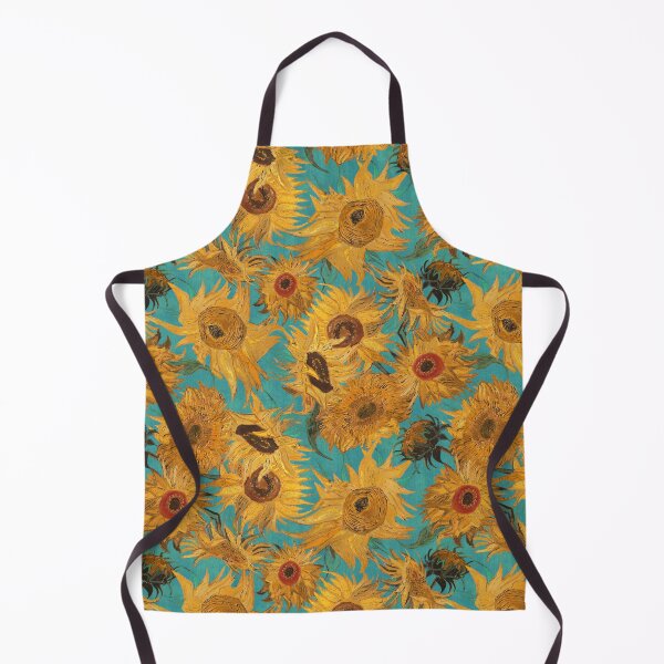Item preview, Van Gogh Sunflowers teal yellow black brown designed and sold by Delinda Graphic Studio.