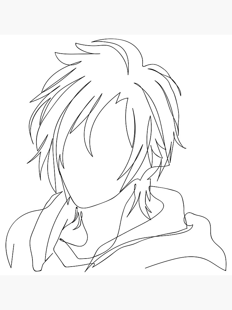 simple anime boy lineart