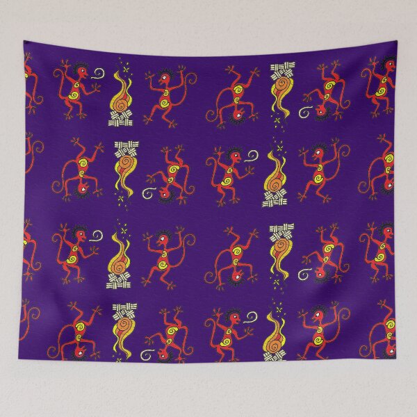 Item preview, Two monkeys (navy) Two monkeys dancing around the campfire designed and sold by Lacambalam.