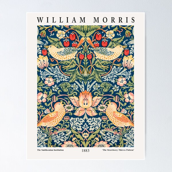 William Morris Art Canvas Bagtrellis Floral and Bird Pattern 