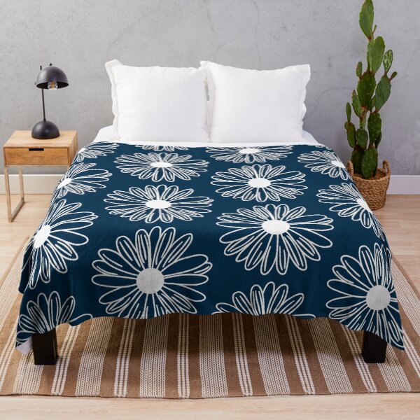 Item preview, Navy Blue Floral Pattern - Daisies designed and sold by thelustrous.