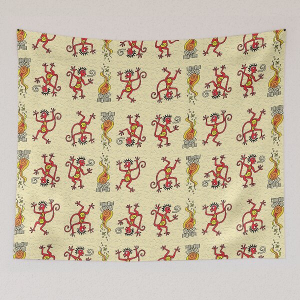 Item preview, Two monkeys (beige) Two monkeys dancing around the campfire designed and sold by Lacambalam.