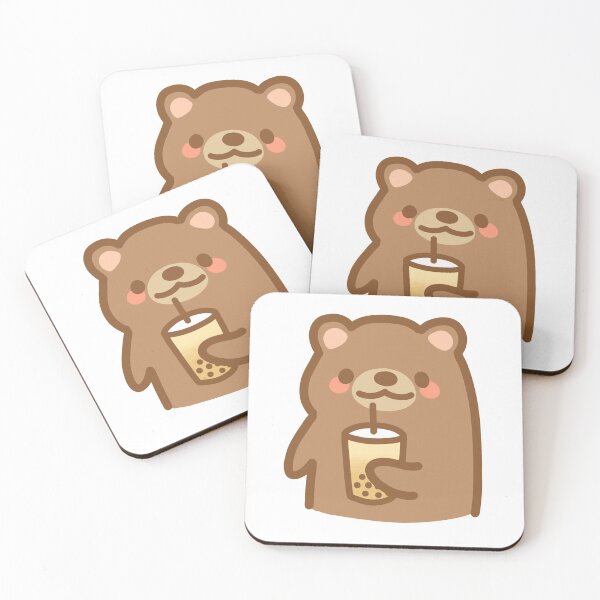 Item preview, Kawaii baby brown grizzly bear drinking bubble tea designed and sold by GLwithUs.