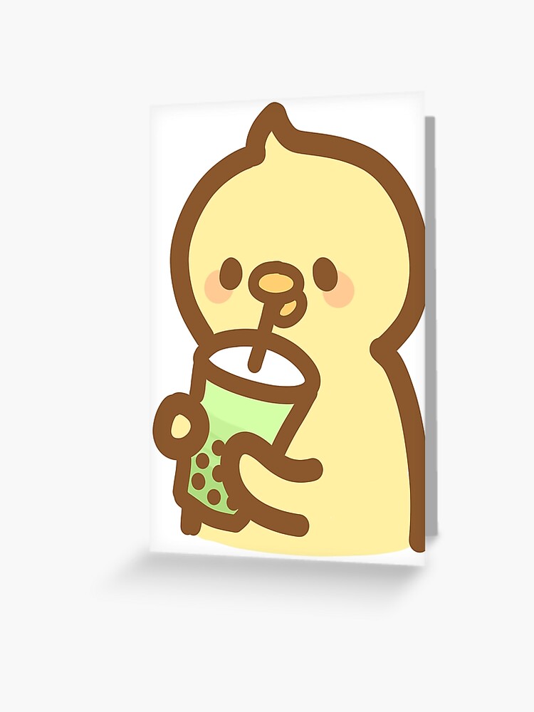 Kawaii yellow baby duck drinking bubble tea Greeting Card for Sale by  GLwithUs