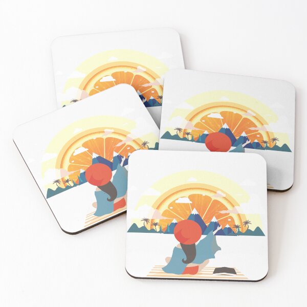 Item preview, Orange sun and a girl at the beach designed and sold by urban-color.