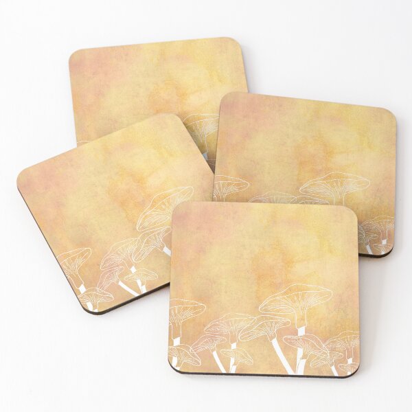 Item preview, sunset backdrop with white mushrooms  designed and sold by modern-sun.