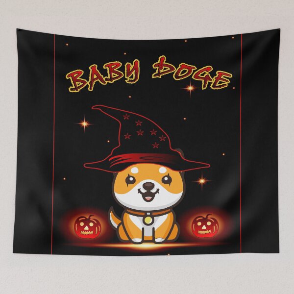 Item preview, Moneda criptográfica Baby Doge coin con fondo de halloween, dogecoin a la luna designed and sold by ZieProject.