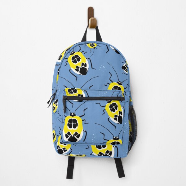 Item preview, Yellow Black and White Beetles on a Blue Background Digital Illustration designed and sold by thetinycuriouscritter.