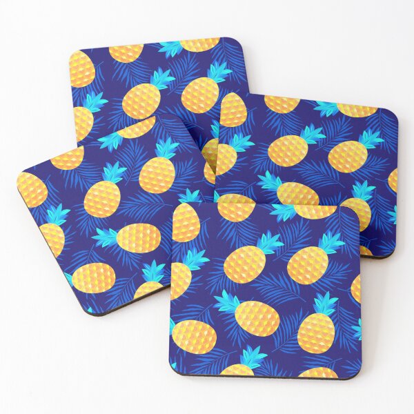 Item preview, Pineapples on Bright Blue Tropical Background designed and sold by pugmom4.