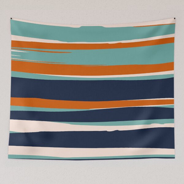 Artikelvorschau, Stripes Abstract, Orange, Teal, Navy entworfen und verkauft von meggydesigns.