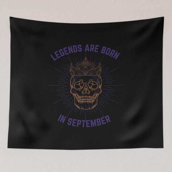 Item preview, Legends are born in september. September birthday month. Virgo or Libra.  Graphic traditional tattoo skull and crown.  designed and sold by theslowdown.