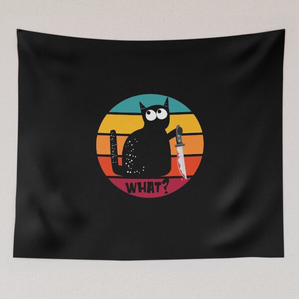 Item preview, Funny Cat What? Funny Murderous Black Cat With Knife designed and sold by enjoytheshirt.