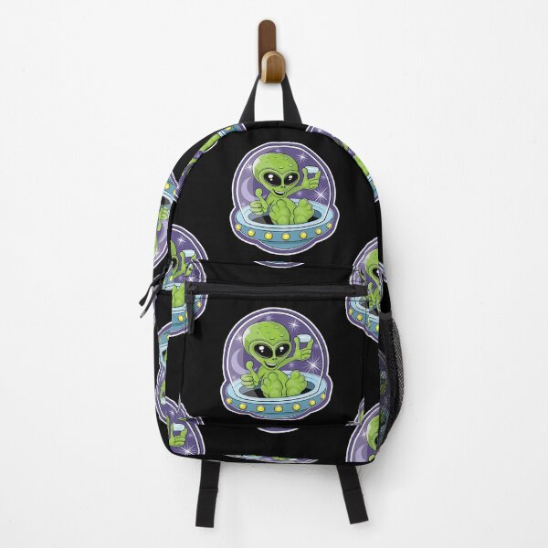 Item preview, Illustration of a cute alien holding candy in a flying saucer designed and sold by robimerch.