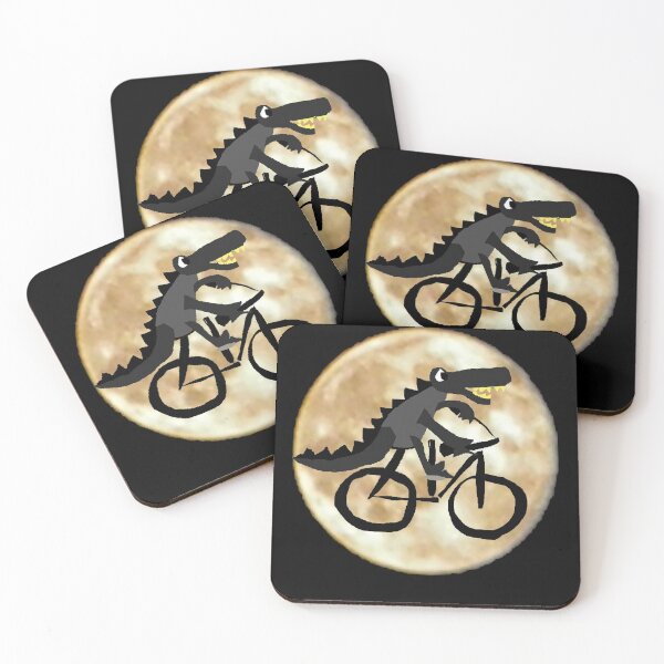 Item preview, Funny Alligator Dinosaur Riding Bicycle and Moon designed and sold by Nature's Fancy.