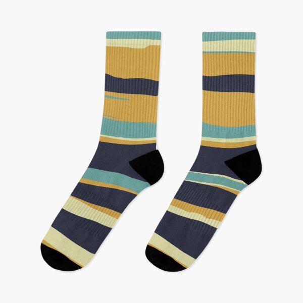 Artikelvorschau, Stripes Abstract, Yellow, Teal, Navy Blue entworfen und verkauft von meggydesigns.