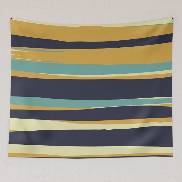 Artikelvorschau, Stripes Abstract, Yellow, Teal, Navy Blue entworfen und verkauft von meggydesigns.