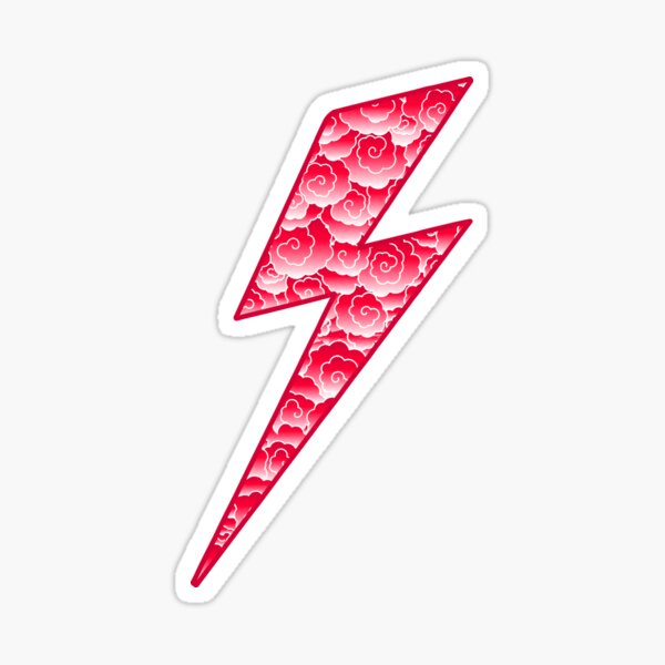 "Lightning Bolt Japanese Clouds Design Red Gradient Tattoo " Sticker
