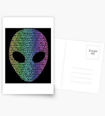 Coloured Alien Typograph Postcards