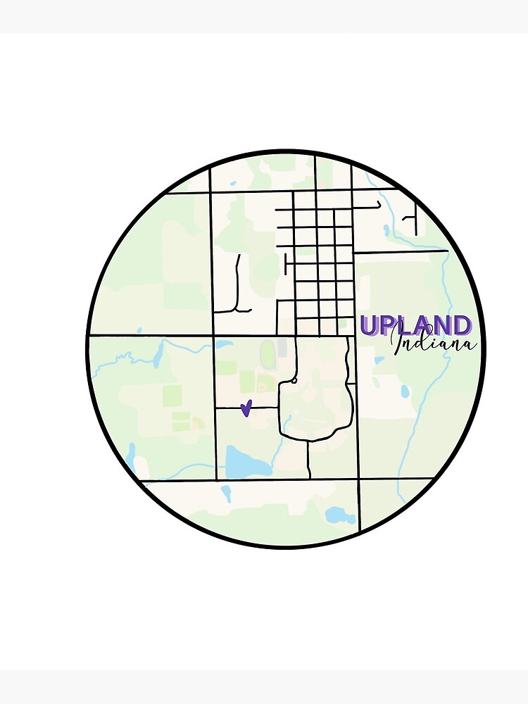 "Upland, Indiana Town of Taylor University Map" Photographic Print by