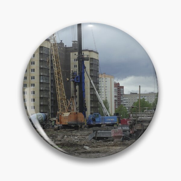 Item preview, construction machinery against of newly built residential buildings  designed and sold by mrivserg.