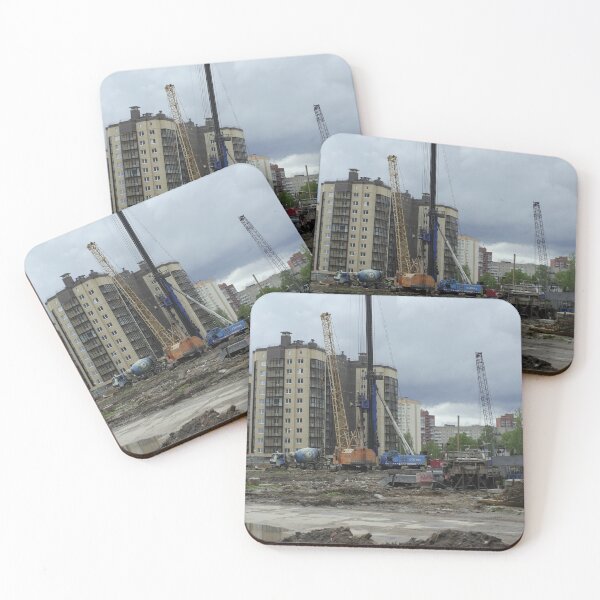 Item preview, construction machinery against of newly built residential buildings  designed and sold by mrivserg.