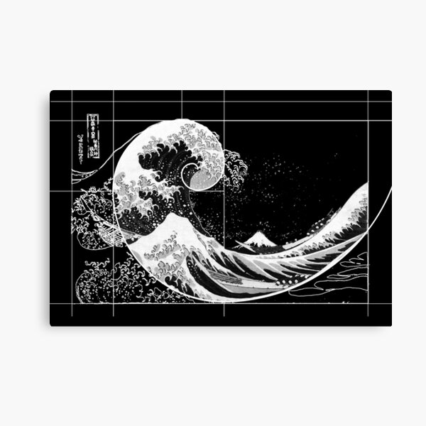 Item preview, Hokusai Meets Fibonacci, Black and WHite designed and sold by SymbolGrafix.