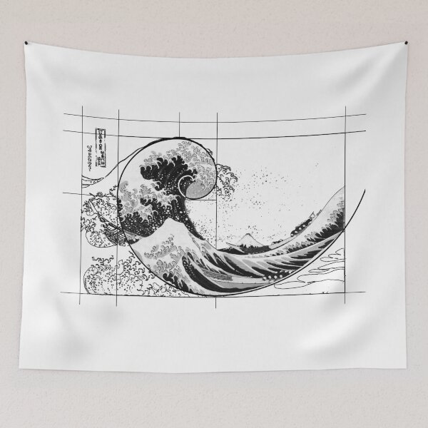 Item preview, Hokusai Meets Fibonacci, Black and WHite designed and sold by SymbolGrafix.