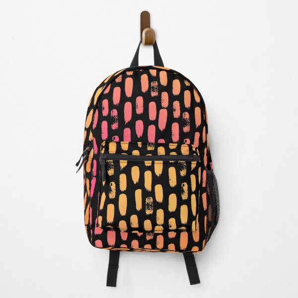 Item preview, Red orange and yellow paint brush stroke pattern with black background designed and sold by Zendays.