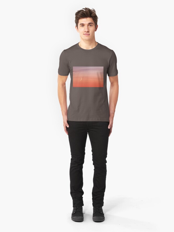 Alternate view of Moon crescent and sunset sky Slim Fit T-Shirt