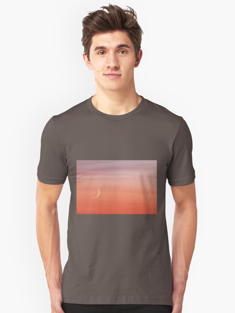 Alternate view of Moon crescent and sunset sky Slim Fit T-Shirt