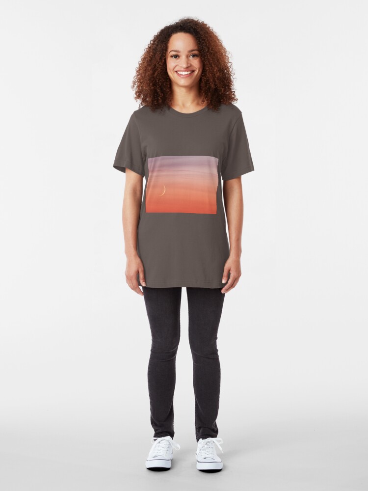 Alternate view of Moon crescent and sunset sky Slim Fit T-Shirt