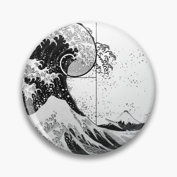 Item preview, Hokusai Meets Fibonacci, Black and White, Black LIne designed and sold by SymbolGrafix.