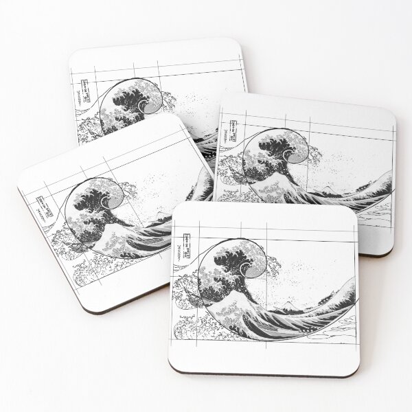 Item preview, Hokusai Meets Fibonacci, Black and White, Black LIne designed and sold by SymbolGrafix.
