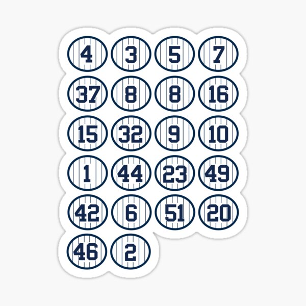 Yankees retired numbers Sticker for Sale by gjnilespop