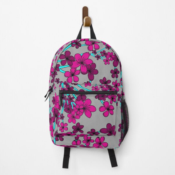 Artikelvorschau, Lila und rosa Blumenmuster auf grauem Hintergrund entworfen und verkauft von ABInspired.