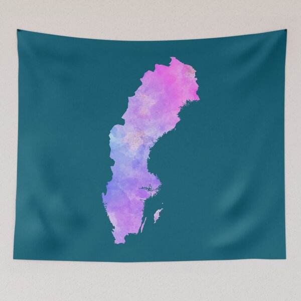 Item preview, Sweden Map Watercolor Purple Shades designed and sold by RetroDesignss.