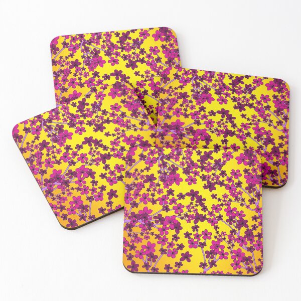 Item preview, Purple Floral Design on yellow background designed and sold by ABInspired.