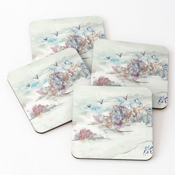 Item preview, Encaustic Coral and birds designed and sold by steeleart1.