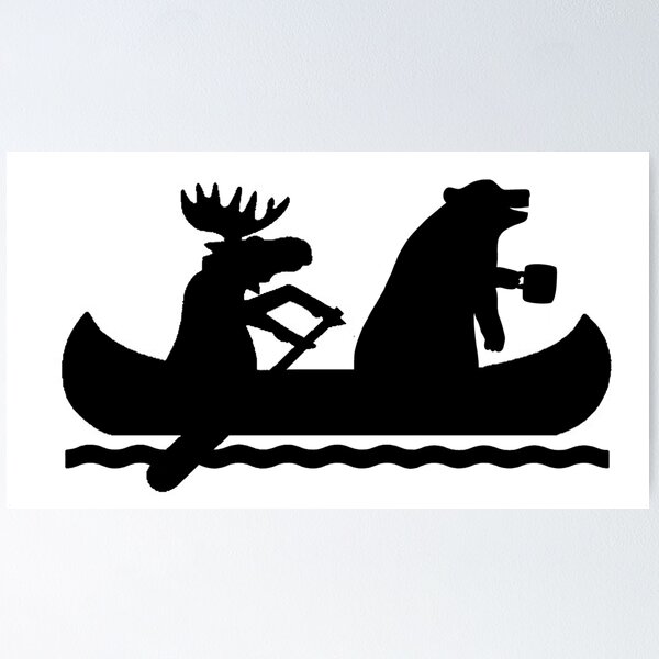 Item preview, Moose Rowing Bear with Coffee Canoe designed and sold by bluegrassdecals.