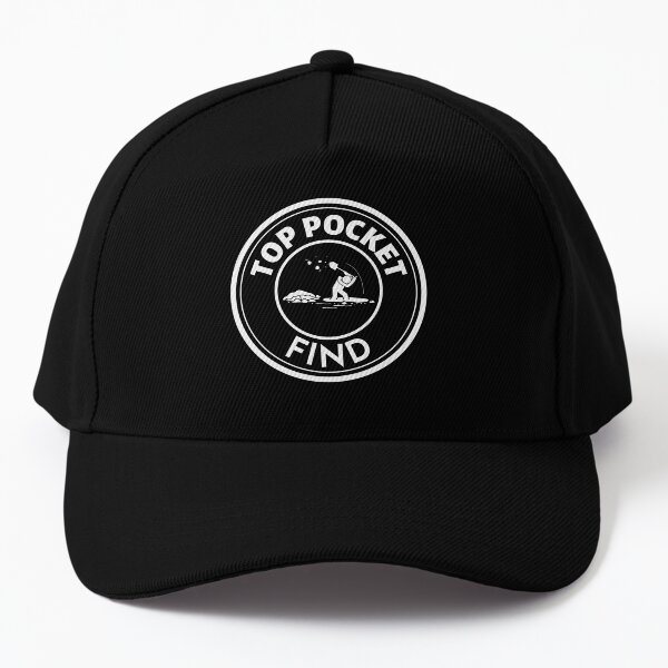MerchHaus - Top Pocket Find 4 Black & White Treasure Hunting/Metal Detecting/Digging Design Baseball Cap