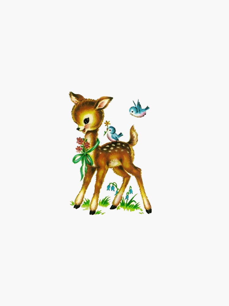 Thumbnail 3 of 3, Sticker, vintage cottagecore deer sticker designed and sold by chachels.