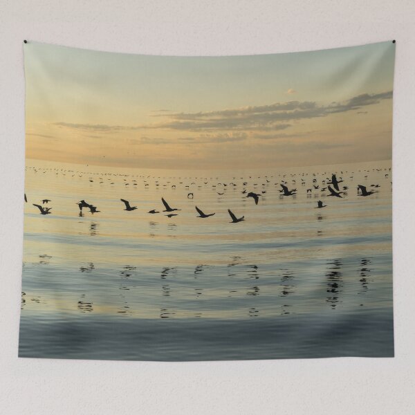 Item preview, Flying Bird Ribbons - Cormorant Flocks and Ripples designed and sold by Georgia Mizuleva.