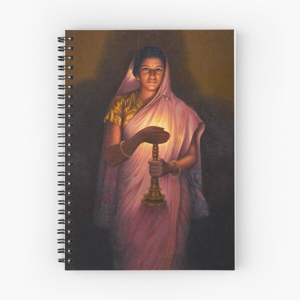 Aperçu de l'œuvre Dame Tenant Une Lampe Par Raja Ravi Varma créée et vendue par JDesigningMO.